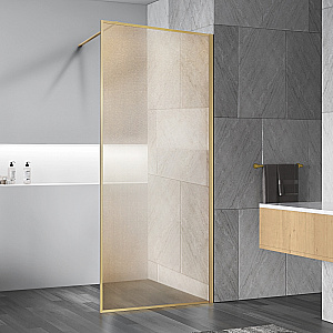 Душевая перегородка Vincea Walk-In VSW-1HP120GWBG 120 профиль брашированное золото/стекло ламинированное с золотыми нитями купить в интернет-магазине Sanbest