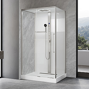 Душевая кабина Black&White Galaxy 115х90 8068N с гидромассажем, стекло прозрачное/профиль брашированный никель купить в интернет-магазине Sanbest