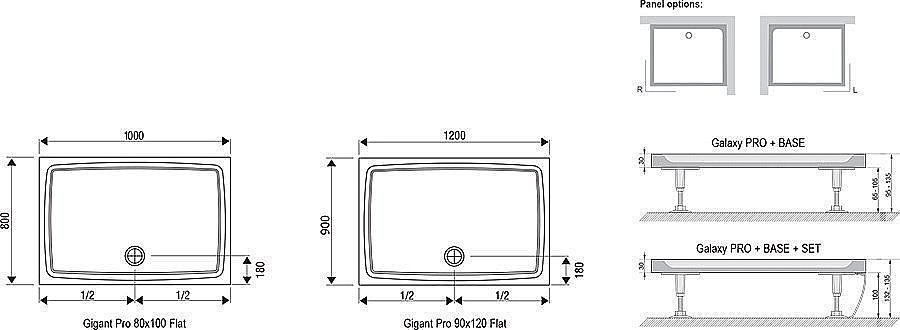 Душевой поддон Ravak Galaxy Pro Flat Gigant 100x80 купить в интернет-магазине Sanbest