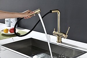 Смеситель для кухни Paulmark Serpentine Se213222-BR бронза купить в интернет-магазине сантехники Sanbest