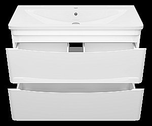 Тумба с раковиной Misty Атлантик -100 П-Атл-01100-011П2Я белая для ванной в интернет-магазине Sanbest