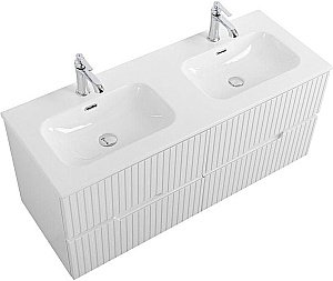 Тумба с раковиной Cezares DUET-N 120 DUET-N-1200-4C-SO-2-BL белая глянцевая для ванной в интернет-магазине Sanbest