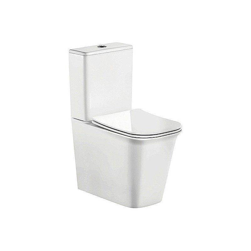 Унитаз напольный CeramaLux 1222A белый, безободковый, с бачком, с крышкой микролифт купить в интернет-магазине Sanbest