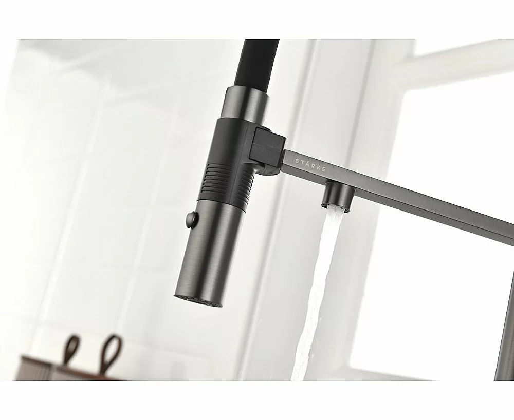 Смеситель для кухни Paulmark Gravity Gr213888-GM вороненая сталь купить в интернет-магазине сантехники Sanbest