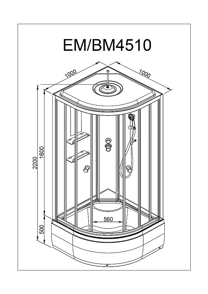 Душевая кабина DTO ЕМ4510 N LED 100х100 купить в интернет-магазине Sanbest