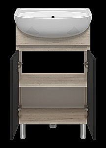 Тумба с раковиной Misty Поло - 50 О-Пол07060-0142ДП светлое дерево/графит для ванной в интернет-магазине Sanbest