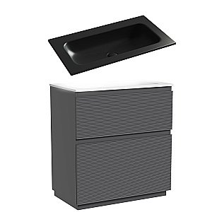 Тумба с раковиной Sancos FOLK Floor FL80FGS/CN7012MBwx 80 Grey soft для ванной в интернет-магазине Sanbest