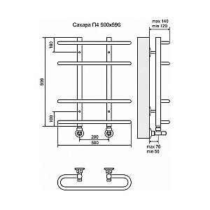 Полотенцесушитель водяной Terminus Сахара П4 500x596 купить в интернет-магазине сантехники Sanbest