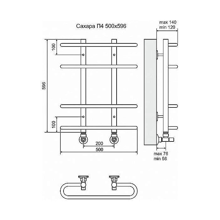 Полотенцесушитель водяной Terminus Сахара П4 500x596 купить в интернет-магазине сантехники Sanbest