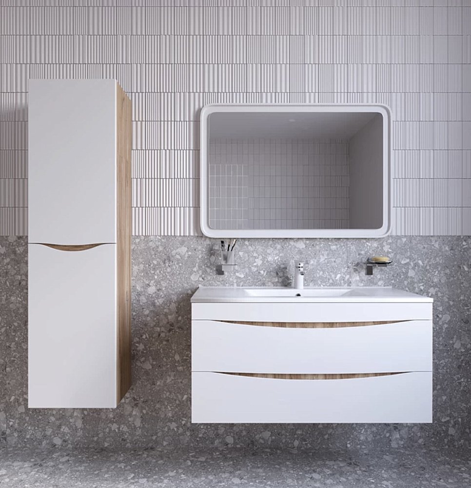 Пенал Iddis Cloud CLO40Y0i97 белый матовый/светлое дерево для ванной в интернет-магазине сантехники Sanbest