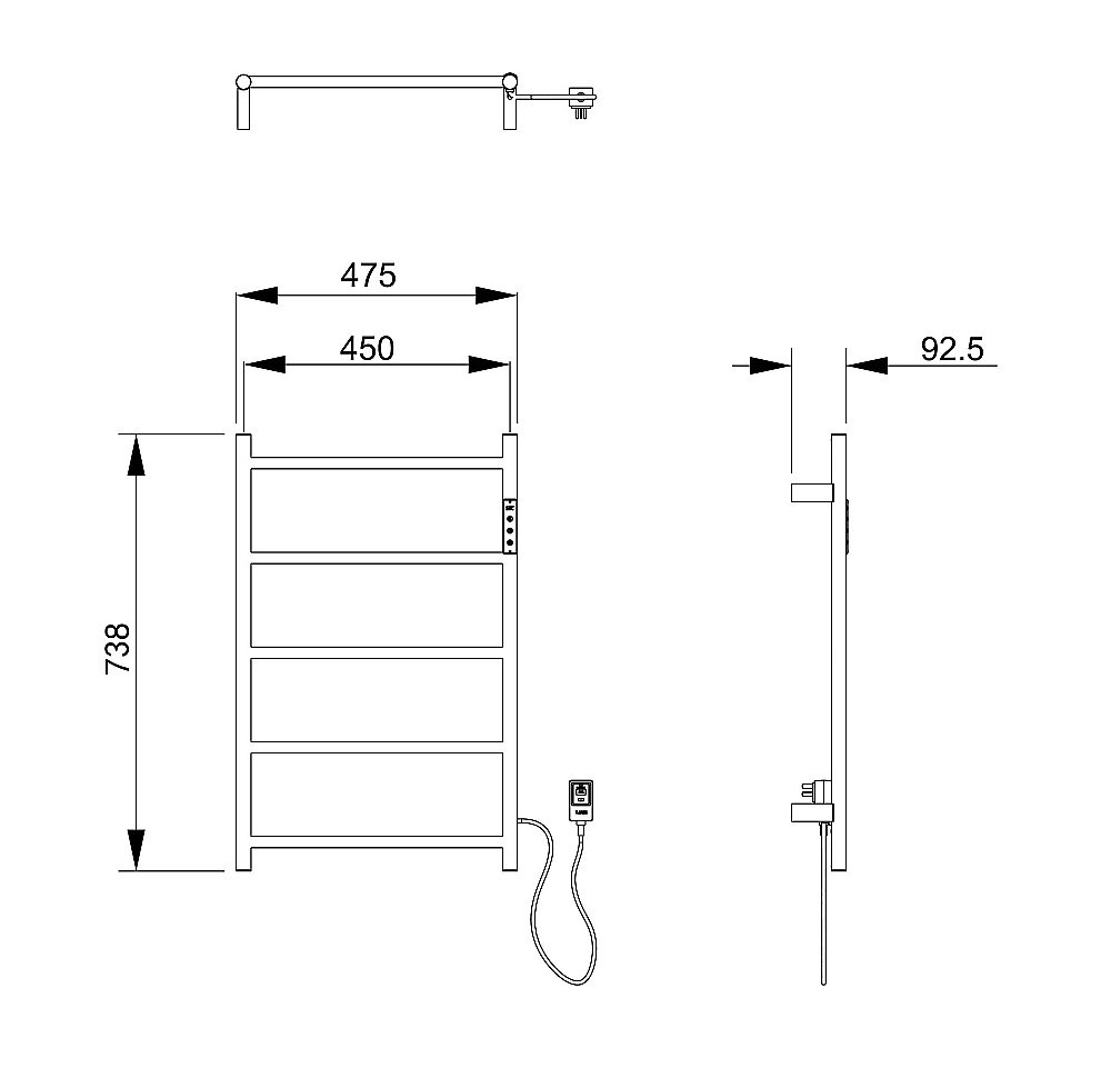 Полотенцесушитель электрический WONZON & WOGHAND BONN, Брашированное золото (WW-AL405-BG) купить в интернет-магазине сантехники Sanbest