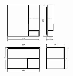 Тумба с раковиной Comforty Франкфурт 90 Quadro 90 для ванной в интернет-магазине Sanbest