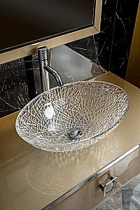 Консоль с раковиной и столешницей Armadi Art LUCIDO 100 светлое золото для ванной в интернет-магазине сантехники Sanbest