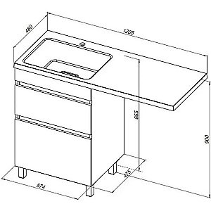 Тумба с раковиной Aquanet Вега 120 329124 белая для ванной в интернет-магазине Sanbest