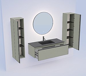 Тумба с раковиной Armadi Art QUATRO 1 100 LUNA/профиль ANTHRACITE/раковина ANTHRACITE для ванной в интернет-магазине Sanbest