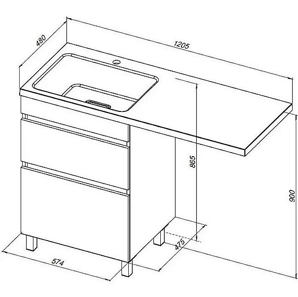 Тумба с раковиной Aquanet Вега 120 329124 белая для ванной в интернет-магазине Sanbest