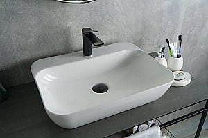 Раковина накладная Gid Geometrico 55 N9047 51184 белая купить в интернет-магазине Sanbest