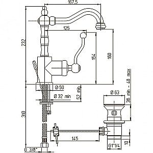Смеситель для раковины PAINI Duomo 88CR2502SKM хром купить в интернет-магазине сантехники Sanbest