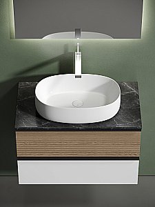 Тумба с раковиной Sancos DELTA 80 со столешницей, дуб светлый/белая для ванной в интернет-магазине Sanbest