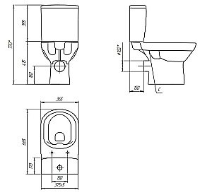 Унитаз Cersanit CITY Clean On 011 3/5 DPL EO slim с крышкой микролифт, с бачком, безободковый купить в интернет-магазине Sanbest