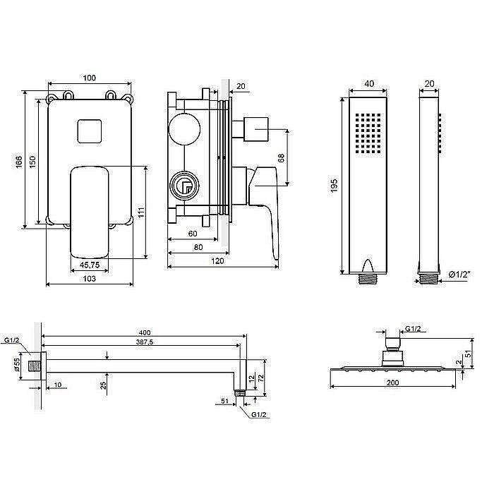 Душевая система Excellent Keria 2045 хром купить в интернет-магазине сантехники Sanbest