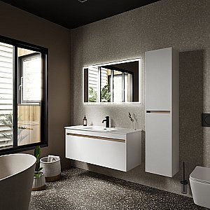 Тумба с раковиной Sancos Smart SM120-1W белый глянец для ванной в интернет-магазине Sanbest