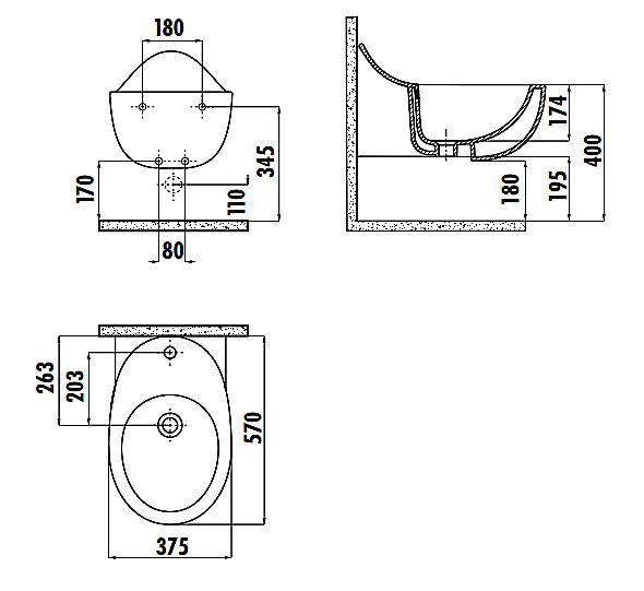 Биде подвесное Creavit Foglia FG510-00CB00E купить в интернет-магазине Sanbest