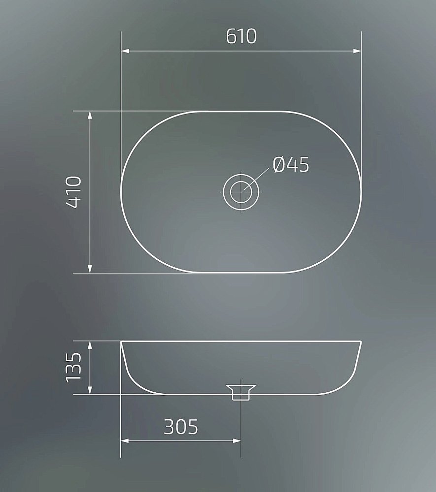 Раковина накладная Gid Lago 61 Bm1348 53355 черная матовая купить в интернет-магазине Sanbest