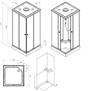 Душевая кабина AM.PM X-Joy W94C-403-090BT 90x90 купить в интернет-магазине Sanbest