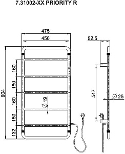 Полотенцесушитель электрический Allen Brau Priority 7.31002-GM графит брашированный купить в интернет-магазине сантехники Sanbest