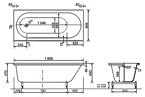 Ванна Taliente Orta Matt OR18080Matt 180х80 белая матовая купить в интернет-магазине Sanbest