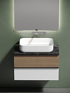 Тумба с раковиной Sancos DELTA 80 со столешницей, дуб светлый/белая для ванной в интернет-магазине Sanbest