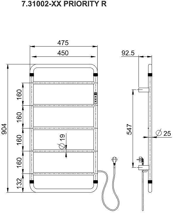 Полотенцесушитель электрический Allen Brau Priority 7.31002-GM графит брашированный купить в интернет-магазине сантехники Sanbest