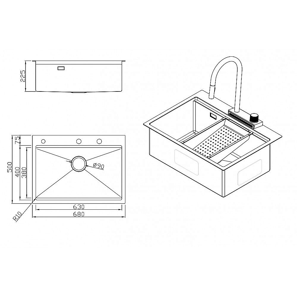 Мойка кухонная Milacio Denia 68 Steel MC.77418 золото купить в интернет-магазине сантехники Sanbest