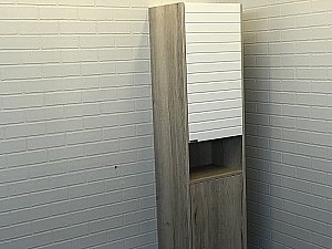 Шкаф-колонна Comforty Клеон 00-00003947 40 белый/дуб дымчатый для ванной в интернет-магазине сантехники Sanbest