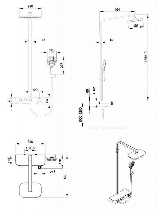 Душевая система Bravat Cobble F6389423CP-A1-ENG купить в интернет-магазине сантехники Sanbest