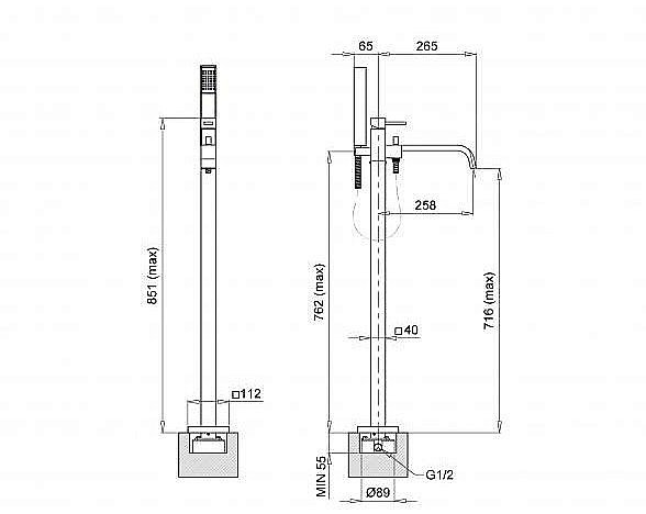 Смеситель монокомандный для ванны Inside ML.INS-9260 хром купить в интернет-магазине сантехники Sanbest