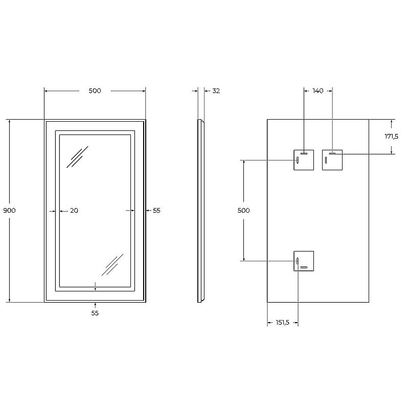 Зеркало BelBagno Kraft SPC-KRAFT-500-900-SENS-NERO черный в ванную от интернет-магазине сантехники Sanbest
