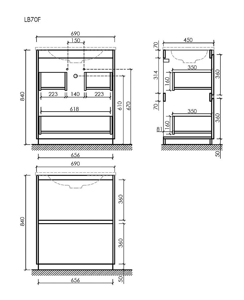 Тумба с раковиной Sancos Libra Floor 70 LB70FW белая для ванной в интернет-магазине Sanbest