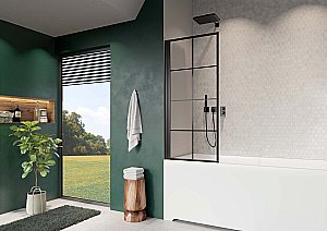 Шторка для ванны Radaway Nes 8 Black Factory PNJ I 50 стекло прозрачное/профиль черный матовый купить в интернет-магазине Sanbest