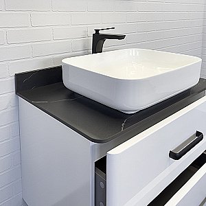 Тумба с раковиной Comforty Амстердам 75 белый глянец для ванной в интернет-магазине Sanbest