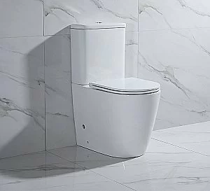 Унитаз напольный CeramaLux 2179XMW белый матовый, безободковый, с бачком, с крышкой микролифт купить в интернет-магазине Sanbest