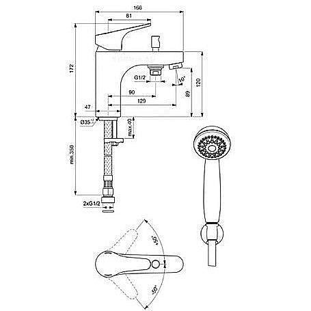 Смеситель для ванны Vidima Next BA402AA купить в интернет-магазине сантехники Sanbest