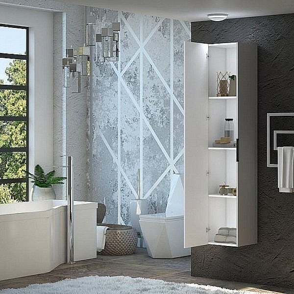 Пенал Опадирис Луиджи 35 серый матовый для ванной в интернет-магазине сантехники Sanbest