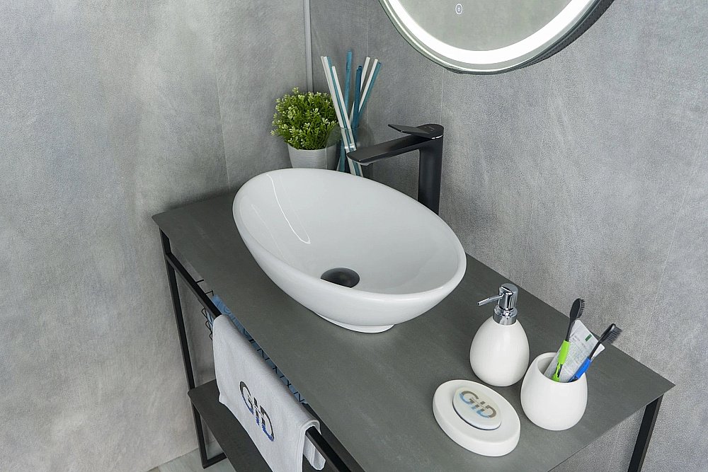 Раковина накладная Gid Lago 52 N9021 51109 белая купить в интернет-магазине Sanbest