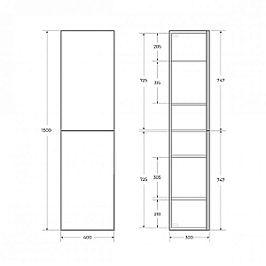 Шкаф-пенал подвесной BelBagno DUE-1500-2A-SC-BL-P 150 Bianco Lucido для ванной в интернет-магазине сантехники Sanbest