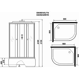 Душевая кабина Niagara Eco E90/80/40/TN 90х80 купить в интернет-магазине Sanbest