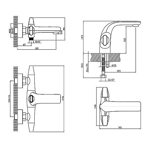Набор смесителей Orange Lotos M32-311cr хром купить в интернет-магазине сантехники Sanbest