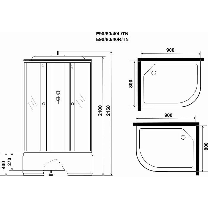 Душевая кабина Niagara Eco E90/80/40/TN 90х80 купить в интернет-магазине Sanbest