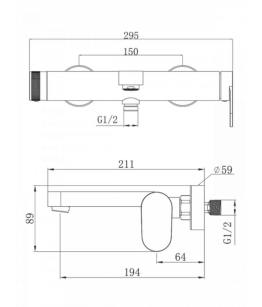 Смеситель для ванны Agger Sweet A2710055 оружейная сталь матовая купить в интернет-магазине сантехники Sanbest